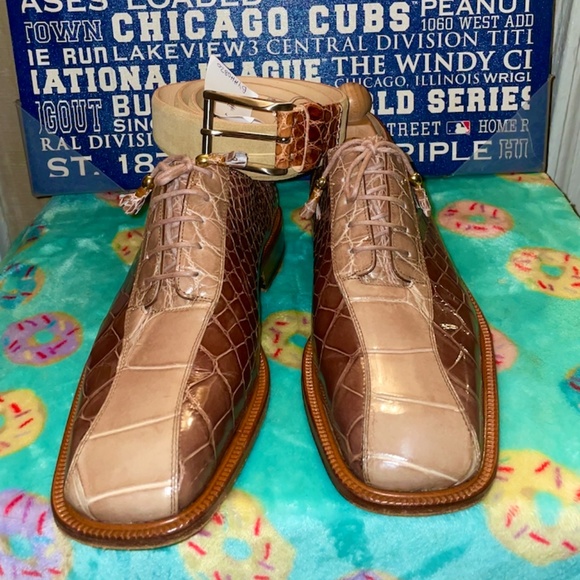 Fennix Italy Alligator shoes SZ10 and F&B Italy Suede/Alligator Belt SZ38 - Picture 3 of 6
